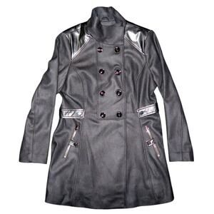 Worthington Coat Womens Large Black Wool Blend Career Winter Double Breasted